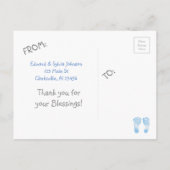 新生児男の生まれたばかりの子の出産のお知らせ 案内ポストカード (裏面)