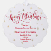 新生児発表メリークリスマス オーナメントカード (裏面)