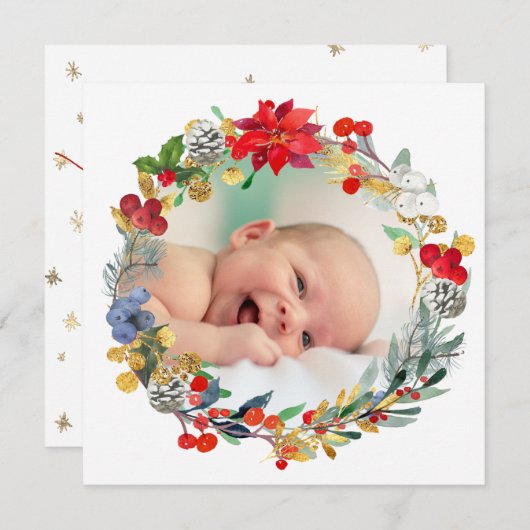 新生児発表メリークリスマス シーズンカード (正面/裏面)