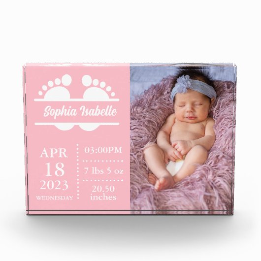 新生児発表女の子の誕生Statフォトブロック フォトブロック (正面)