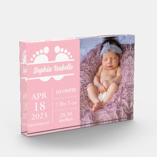 新生児発表女の子の誕生Statフォトブロック フォトブロック (左)