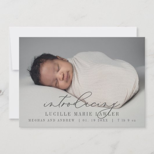 新生児発表紹介スクリプト 案内状 (正面)