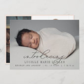 新生児発表紹介スクリプト 案内状 (正面/裏面)