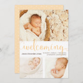 新生児発表3枚の写真 招待状 (正面/裏面)