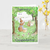 新生児祝い カード (黄色い花)