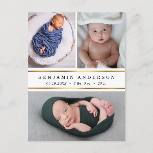 新生児誕生のお知らせ写真 案内ポストカード (正面)