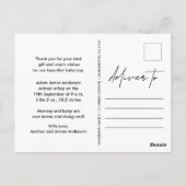 新生児誕生のお知らせ有難うはがき ポストカード (裏面)