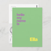 新生児誕生の発表グリーンパープルモダン ポストカード (正面/裏面)