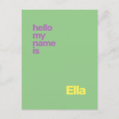 新生児誕生の発表グリーンパープルモダン ポストカード (正面)