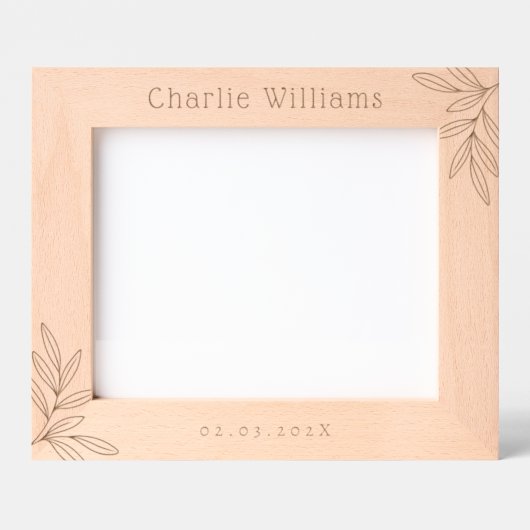 新生児誕生名の緑の離れ日 レーザー彫刻フレーム (正面)