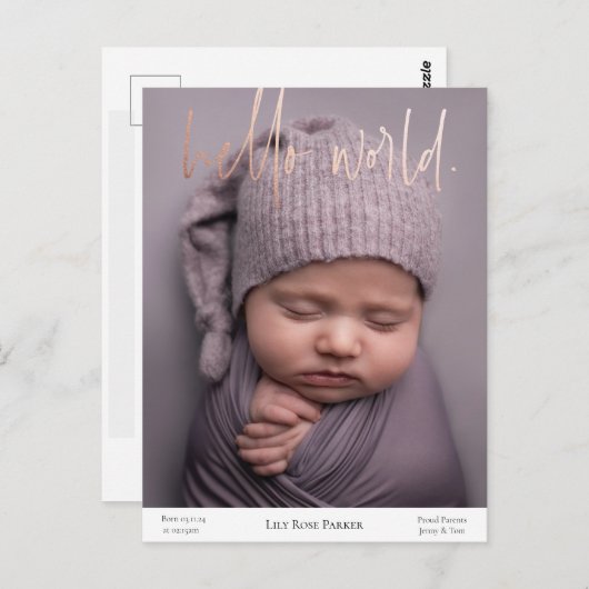 新生児誕生発表箔はがき ポストカード (正面/裏面)