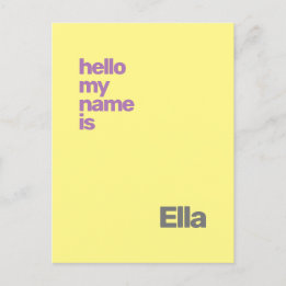 新生児誕生発表黄紫カスタム色 ポストカード