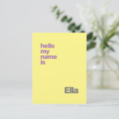 新生児誕生発表黄紫カスタム色 ポストカード (スタンド正面)