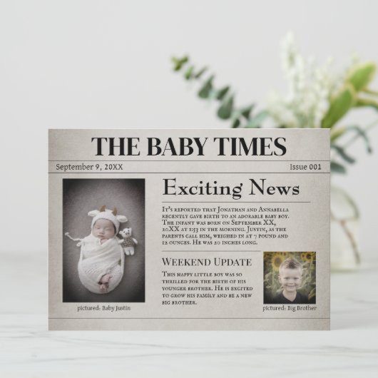 新生児誕生発表 招待状 (スタンド正面)