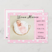 新生児誕生発表Bunny Rabbit写真 ポストカード (正面/裏面)