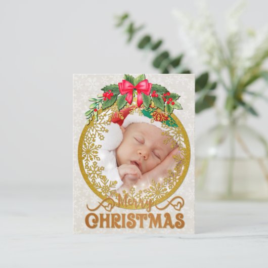 新生児誕生統計クリスマス ポストカード (スタンド正面)
