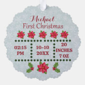 新生児誕生統計クリスマス、誕生発表 オーナメントカード (裏面)