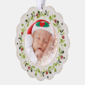 新生児誕生統計クリスマス、誕生発表 オーナメントカード (左)