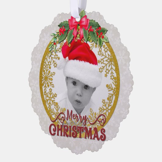 新生児誕生統計クリスマス、誕生発表 オーナメントカード (左)