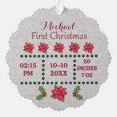 新生児誕生統計クリスマス、誕生発表 オーナメントカード (裏面)