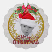 新生児誕生統計クリスマス、誕生発表 オーナメントカード (正面)