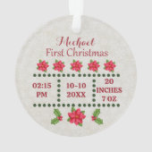 新生児誕生統計クリスマス、誕生発表 オーナメント (裏面)
