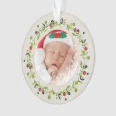 新生児誕生統計クリスマス、誕生発表 オーナメント (正面)
