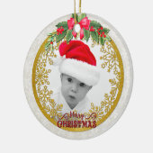 新生児誕生統計クリスマス、誕生発表 セラミックオーナメント (左)