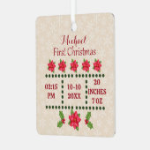 新生児誕生統計クリスマス、誕生発表 メタルオーナメント (正面左)