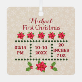 新生児誕生統計クリスマス、誕生発表 メタルオーナメント