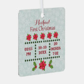 新生児誕生統計クリスマス、誕生発表 メタルオーナメント (正面右)