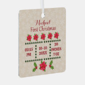 新生児誕生統計クリスマス、誕生発表 メタルオーナメント (正面右)