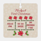 新生児誕生統計クリスマス、誕生発表 メタルオーナメント (正面)