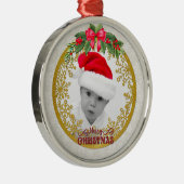 新生児誕生統計クリスマス、誕生発表 メタルオーナメント (右)