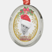 新生児誕生統計クリスマス、誕生発表 メタルオーナメント (左)