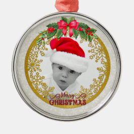 新生児誕生統計クリスマス、誕生発表 メタルオーナメント