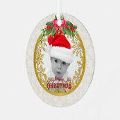 新生児誕生統計クリスマス、誕生発表 メタルオーナメント (正面左)