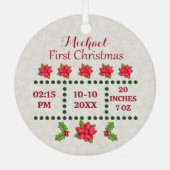 新生児誕生統計クリスマス、誕生発表 メタルオーナメント (裏面)