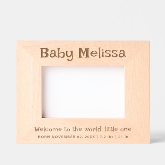 新生児誕生統計生まれたばかりのキープサケフローラ レーザー彫刻フレーム (正面)