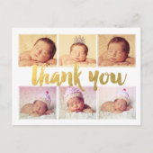 新生児誕生金ゴールドありがとうフォトフレームはがき ポストカード (正面)