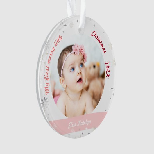 新生児2写真私の最初の小さなメリークリスマス オーナメント (正面)