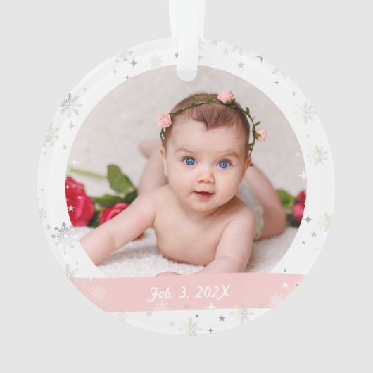 新生児2写真私の最初の小さなメリークリスマス オーナメント (裏面)