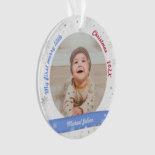 新生児2写真私の最初の小さなメリークリスマス オーナメント (正面)