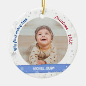 新生児2写真私の最初の小さなメリークリスマス セラミックオーナメント (正面)
