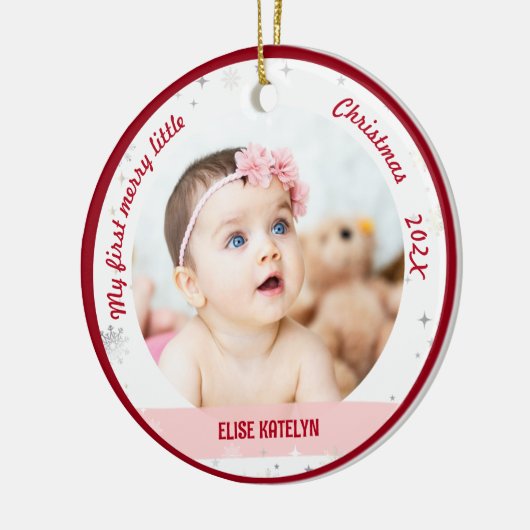 新生児2写真私の最初の小さなメリークリスマス セラミックオーナメント (左)
