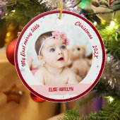 新生児2写真私の最初の小さなメリークリスマス セラミックオーナメント