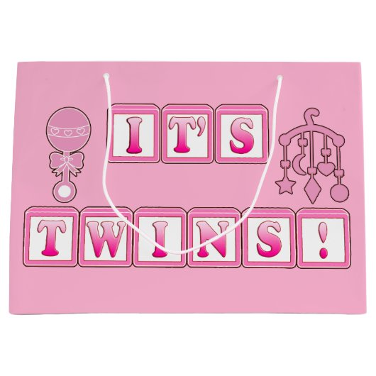 新生児: それはピンクの双生児です ラージペーパーバッグ (正面)