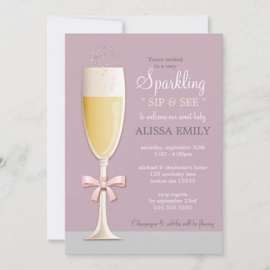 新生児·ガーきらめくル·シップ·アンド·ゼー·招待状 招待状 (正面)