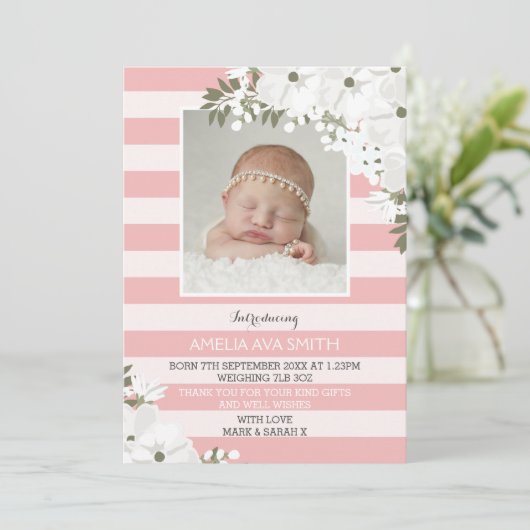 新生児·ガールの発表/サンキューカード サンキューカード (スタンド正面)