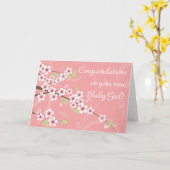 新生児、ピンクの桜カード カード (黄色い花)